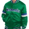 Mens Starter Green Seattle Seahawks Gridiron Classics Home Game Satin Full Snap Varsity Jacket