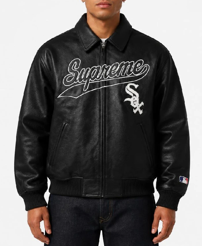 Mens Supreme Chicago White Sox Leather Varsity Jacket