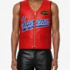 Mens Supreme x Vanson Spider Web Leather Red Vest
