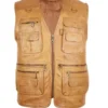 Mens V Neck Hunting Brown Leather Vest