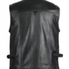 Mens V Neck Hunting Leather Black Vest