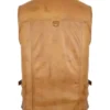 Mens V Neck Hunting Leather Brown Vest