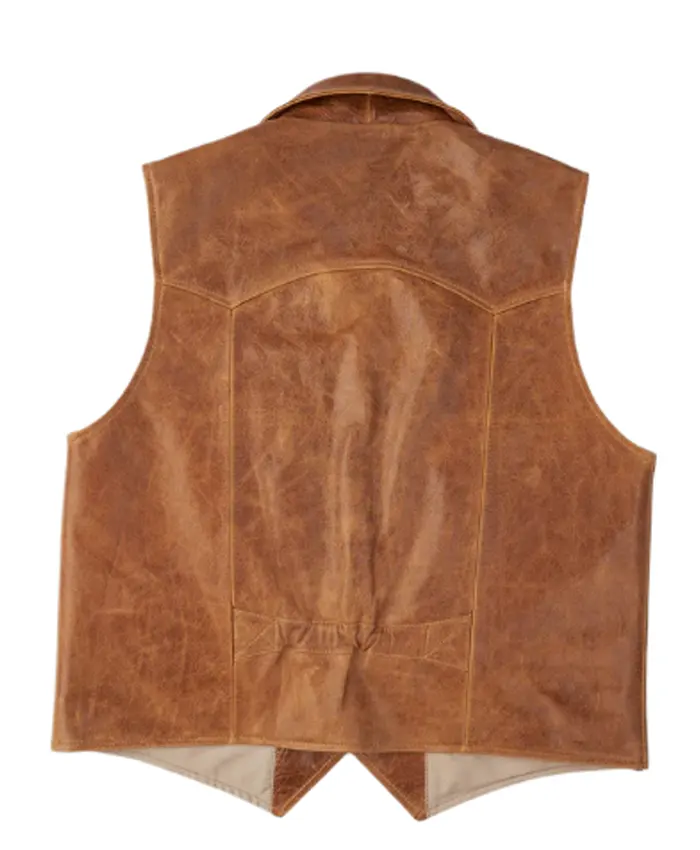 Mens Western Brown Cowboy Leather Vest