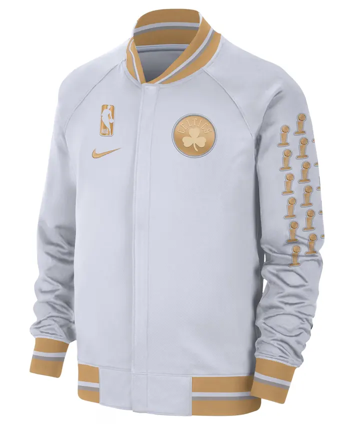 Mens White Gold Boston Celtics 2024 Chapionship Jacket