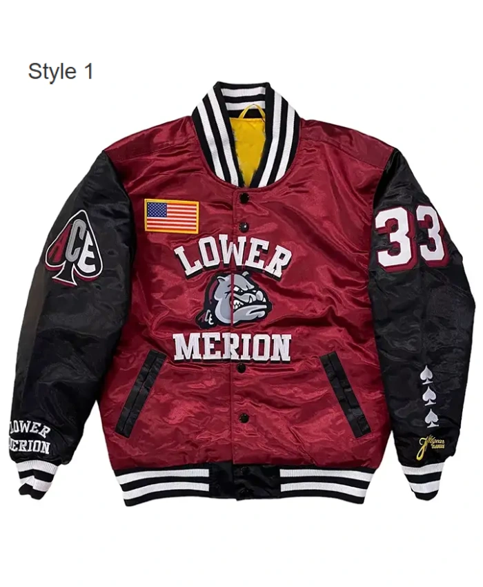 Mens And Womens Kobe Bryant Lower Merion Red And Black Bomber Varsity Jacket