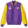 Mens And Womens Kobe Bryant Zip Up Purple And Yellow Bomber Jacket