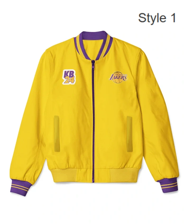 Mens And Womens Kobe Bryant Zip Up Yellow Bomber Jacket