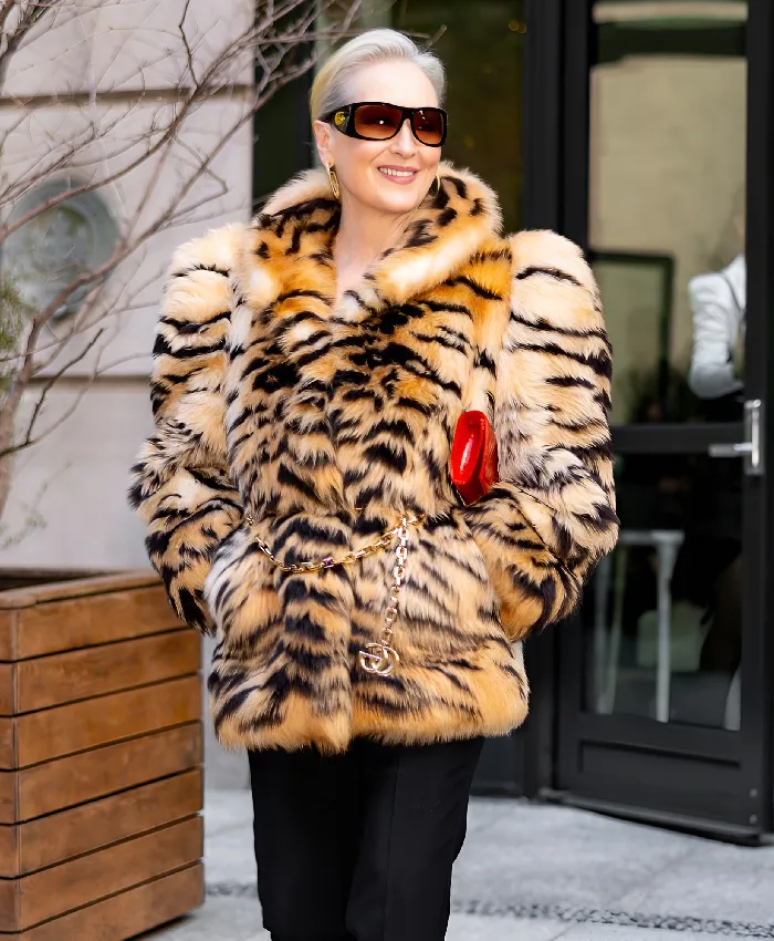 Meryl Streep The Devil Wears Prada 2 Tiger Print Coat