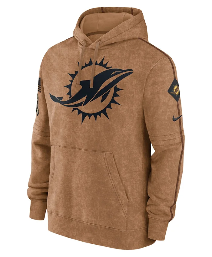 Miami Dolphins Salute To Service Club Brown Hoodie