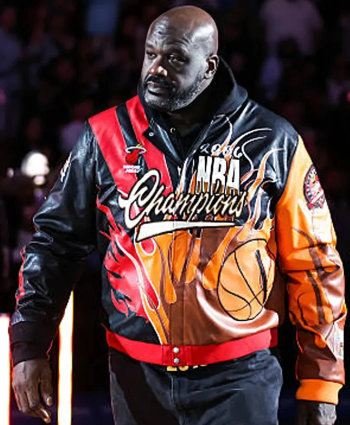 Miami Heat Pro Basketball Championship Shaquille ONeal Atlanta Hawks Vs Miami Heat Bomber Leather Jacket