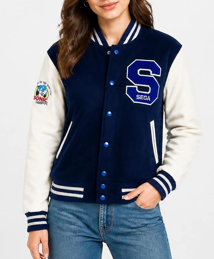 Michael Jackson Sonic the Hedgehog Varsity Jacket Womens
