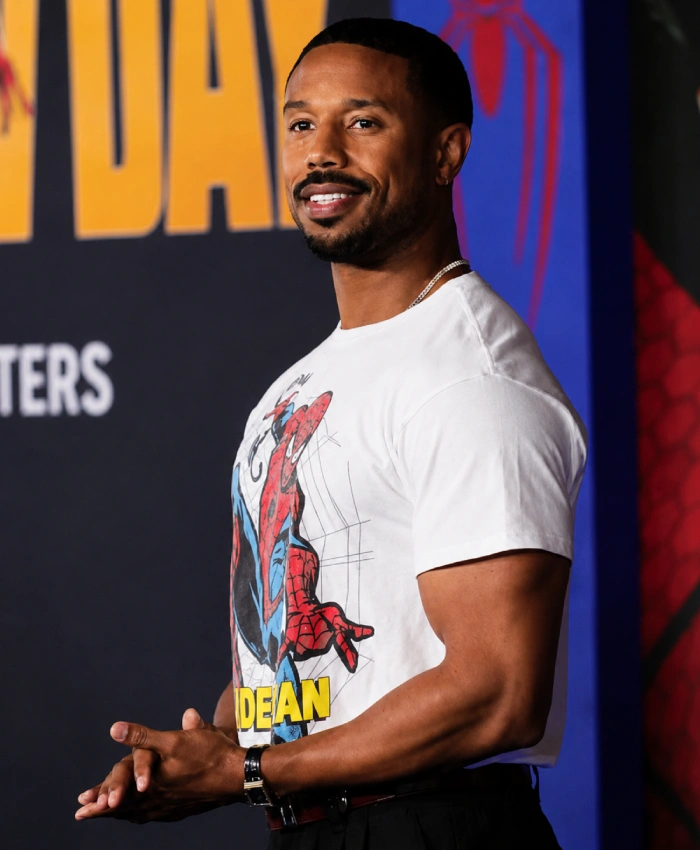 Michael b Jordan Spider Man White T shirt On Sale 