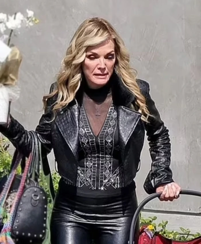 Michelle Pfeiffer TV Series Margos Got Money Troubles Shayanne Millet Cropped Leather Jacket