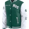 Michigan State Full Snap Green And White Varsity Puffer Jacket
