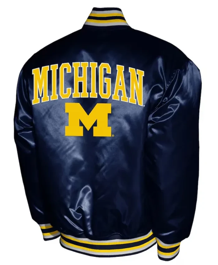 Michigan Wolverines Club Navy Satin Jacket