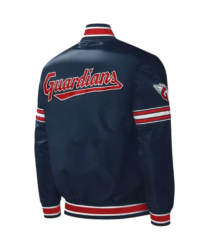 Midfield Cleveland Guardians Full Snap Varsity Satin Navy Jacket
