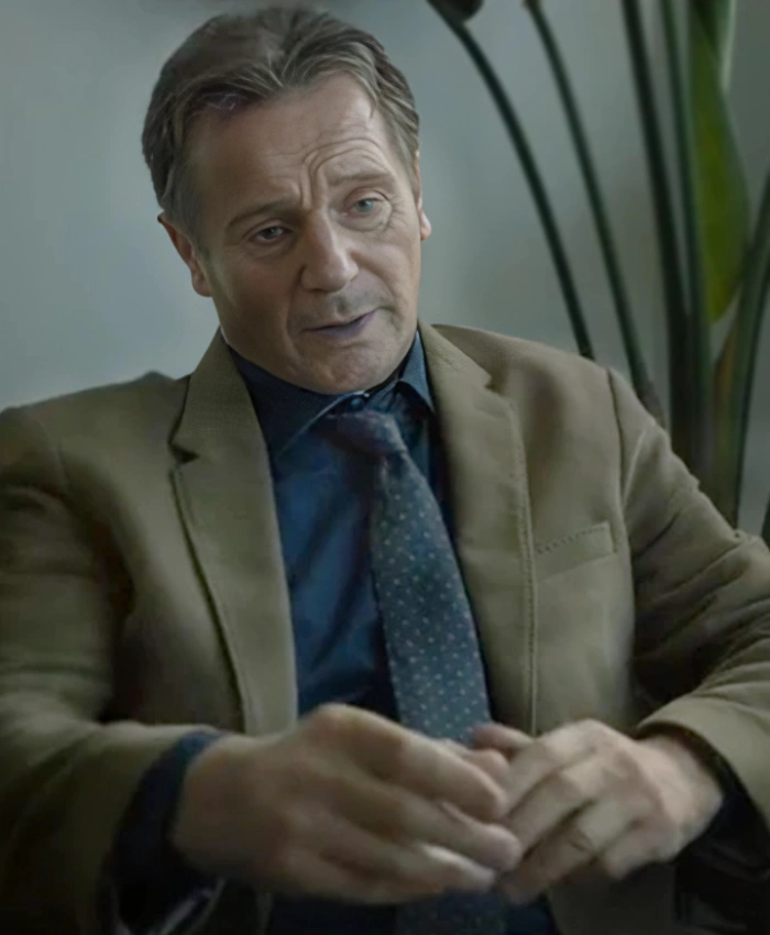 Mike McCann Movie Ice Road Vengeance 2025 Liam Neeson Olive Green Blazer