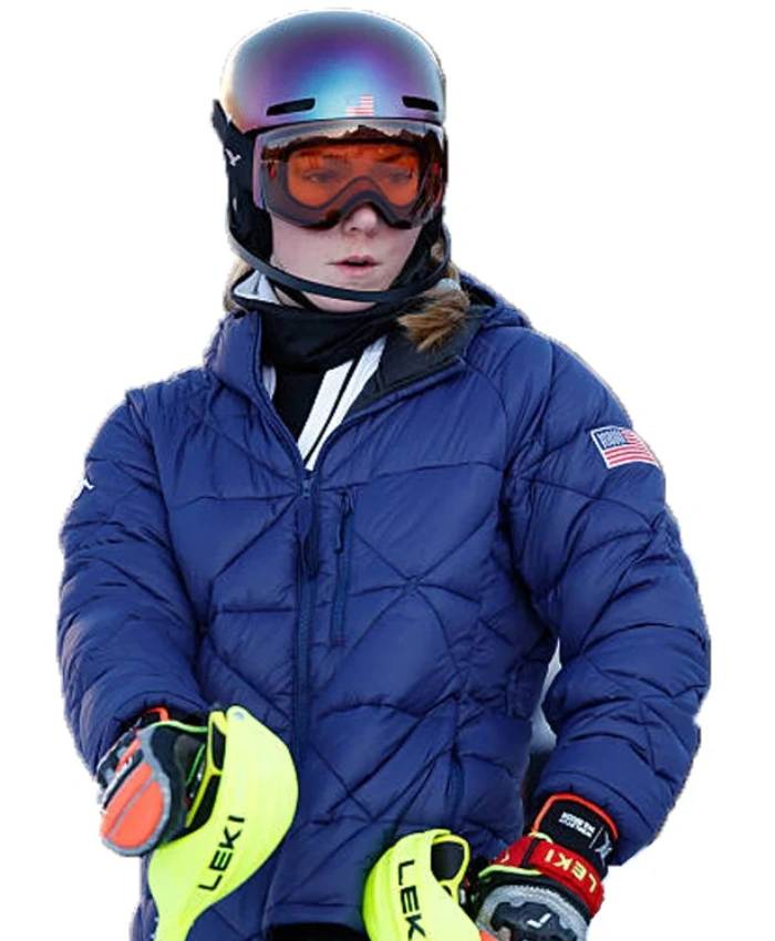 Milano Cortina 2026 Winter Olympics Mikaela Shiffrin Kappa Blue Quilted Puffer Jacket