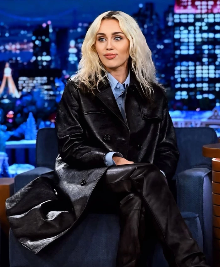 Miley Cyrus The Tonight Show Black Coat - Image 2