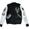 Milwaukee Bucks Black And White Letterman Varsity Jacket