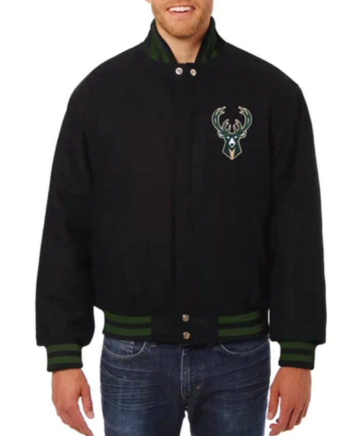 Milwaukee Bucks Black Wool Varsity Jacket