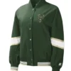 Milwaukee Bucks Crinkle Pinnacle Green Varsity Jacket