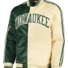 Milwaukee Bucks Fast Break Green And Cream Varsity Jacket