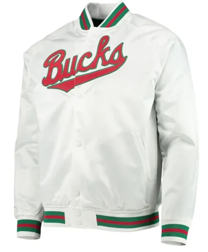 Milwaukee Bucks Hardwood Classics White Varsity Jacket