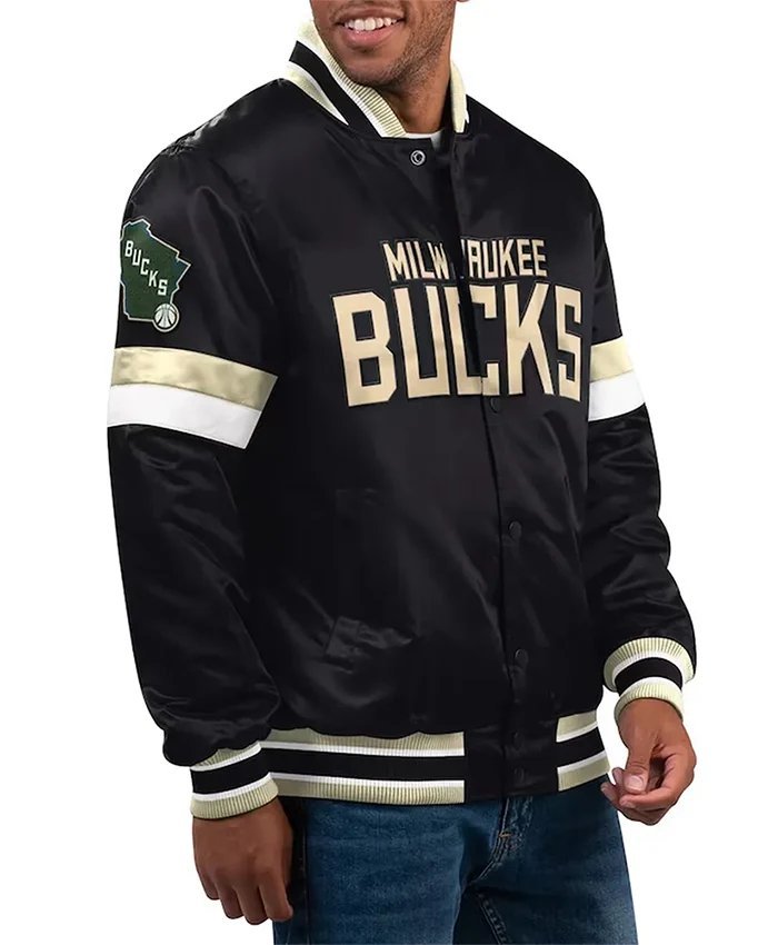 Milwaukee Bucks Home Game Black Varsity Jacket