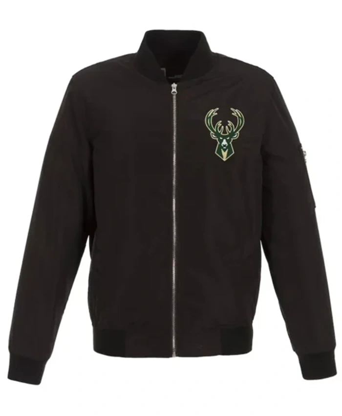 Milwaukee Bucks Lightweight Black Bomber Jacket