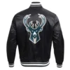Milwaukee Bucks Script Tail Black Varsity Jacket