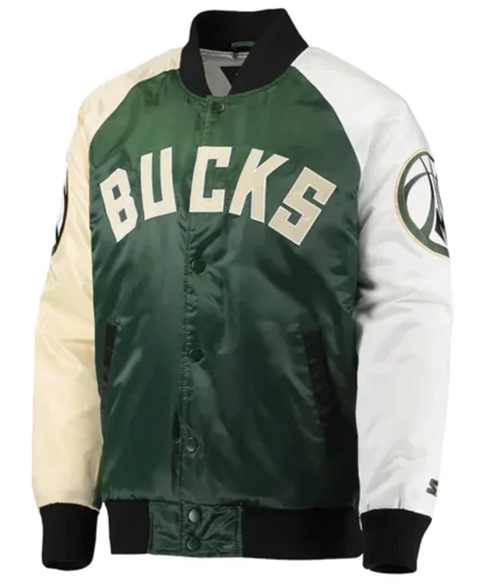 Milwaukee Bucks Tricolor Remix Multicolor Varsity Jacket