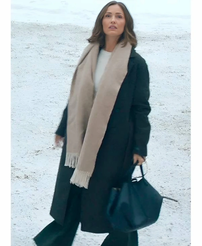 Minka Kelly Champagne Problems 2025 Sydney Price Dark Green Belted Wool Coat
