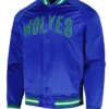 Minnesota Timberwolves Hardwood Classics Throwback Full Snap Blue Satin Jacket