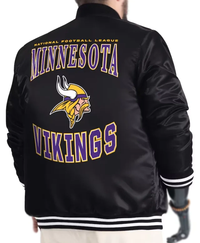 Minnesota Vikings Adaptive Team Graphic Satin Varsity Jacket