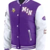 Minnesota Vikings Full Snap Purple And White Varsity Puffer Jacket