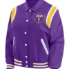 Minnesota Vikings Lightweight Purple Full Snap Satin Varsity Jacket
