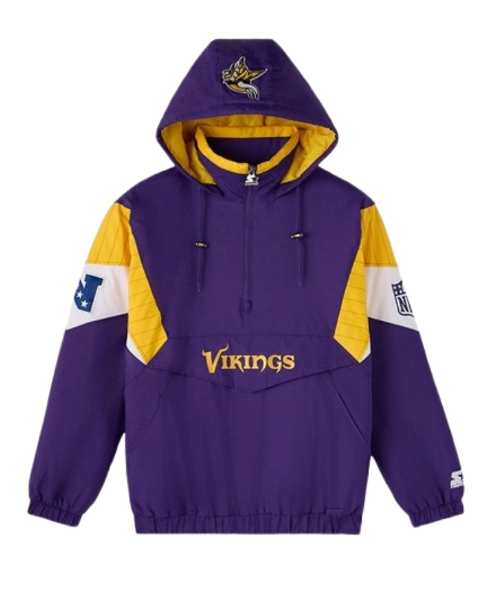 Minnesota Vikings OVO 2025 STARTER Half Zip Pullover Purple Hooded Jacket