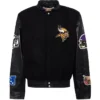 Minnesota Vikings Varsity Black Wool And Leather Jacket