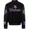 Minnesota Vikings Wool And Leather Varsity Jacket In Black