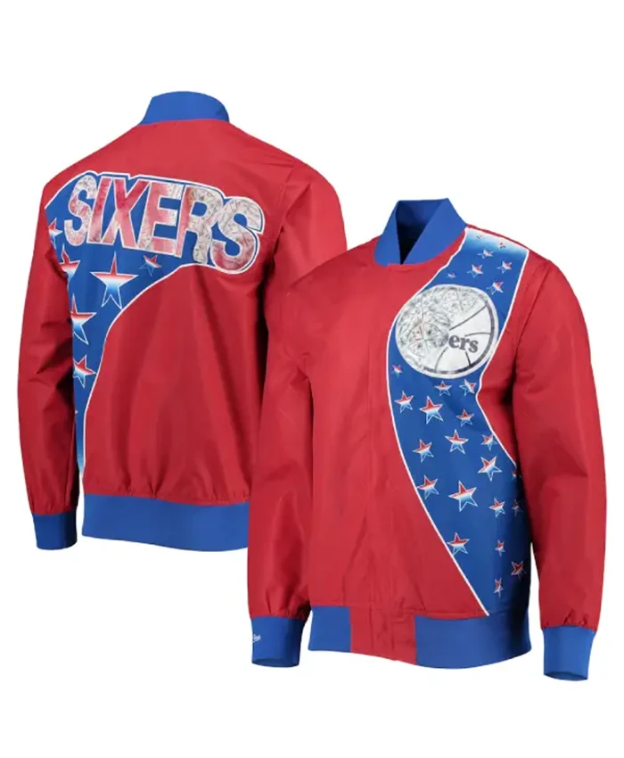 Mitchell And Ness Philadelphia 76ers Warm Up Varsity Jacket