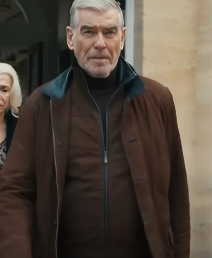 MobLand 2025 Pierce Brosnan Brown Jacket