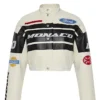 Monaco Cropped Racing Leather Jacket For Women