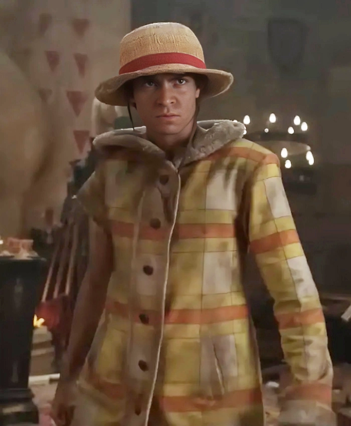 Monkey D Luffy One Piece Tv Series S02 Inaki Godoy Checkered Hooded Jacket