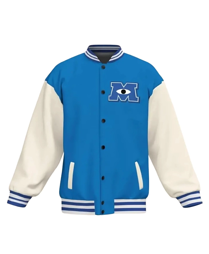 Monster University Blue And White Varsity Jacket For Men And Women