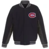 Montreal Canadiens Accent Navy Blue And Charcoal Varsity Jacket