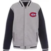 Montreal Canadiens Grey And Black Varsity Jacket