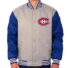 Montreal Canadiens Poly Twill Grey And Royal Blue Varsity Jacket