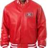Montreal Canadiens Red Leather Varsity Jacket