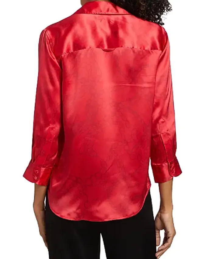 Morgan Radford NBC News Daily 2025 Red Silk Shirt